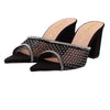 Black Rhinestone Mesh Pointed Heel