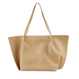 Beige Soft Leather Everyday Tote Bag