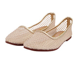 Beige Woven Mesh Flat