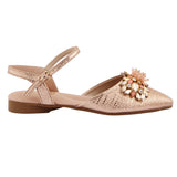 Rose Gold Floral Embellished Flat