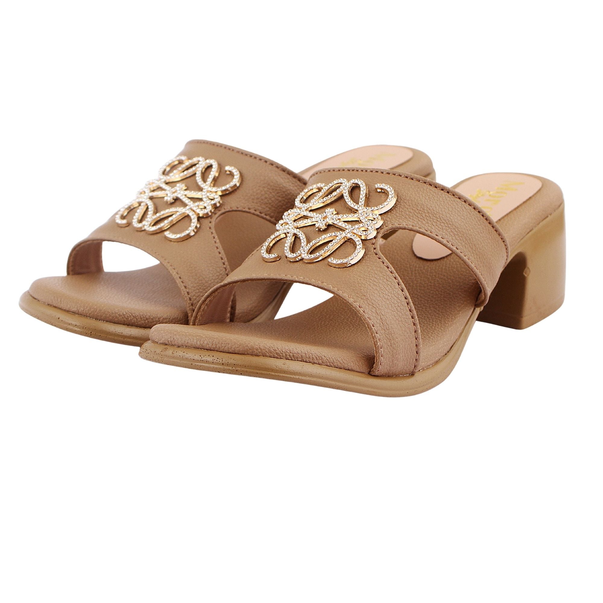 Tan Cutout Emblem Heel