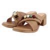 Tan Beaded Criss-Cross Heel