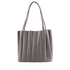 Grey Pleated Leather Tote Bag