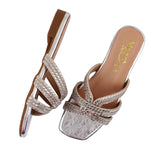 Silver Rhinestone Double Strap Flat