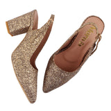 Gold Textured Slingback Heel