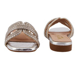 Silver Rhinestone Double Strap Flat