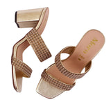 Rose Gold Double Rhinestone Strap Heel