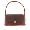 Brown Dual-Tone Lock Shoulder Bag