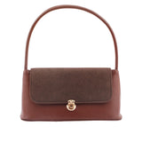 Brown Dual-Tone Lock Shoulder Bag