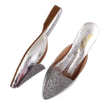Silver Rhinestone Pointed Flat