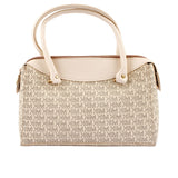 Cream Monogram Satchel Handbag