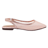 Pink Mesh Pointed Slingback Flat