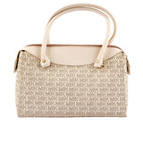 Cream Monogram Satchel Handbag