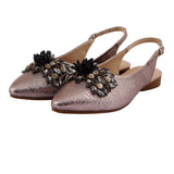Metallic Floral Slingback Flat