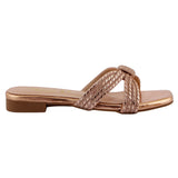 Bronze Rhinestone Criss-Cross Flat