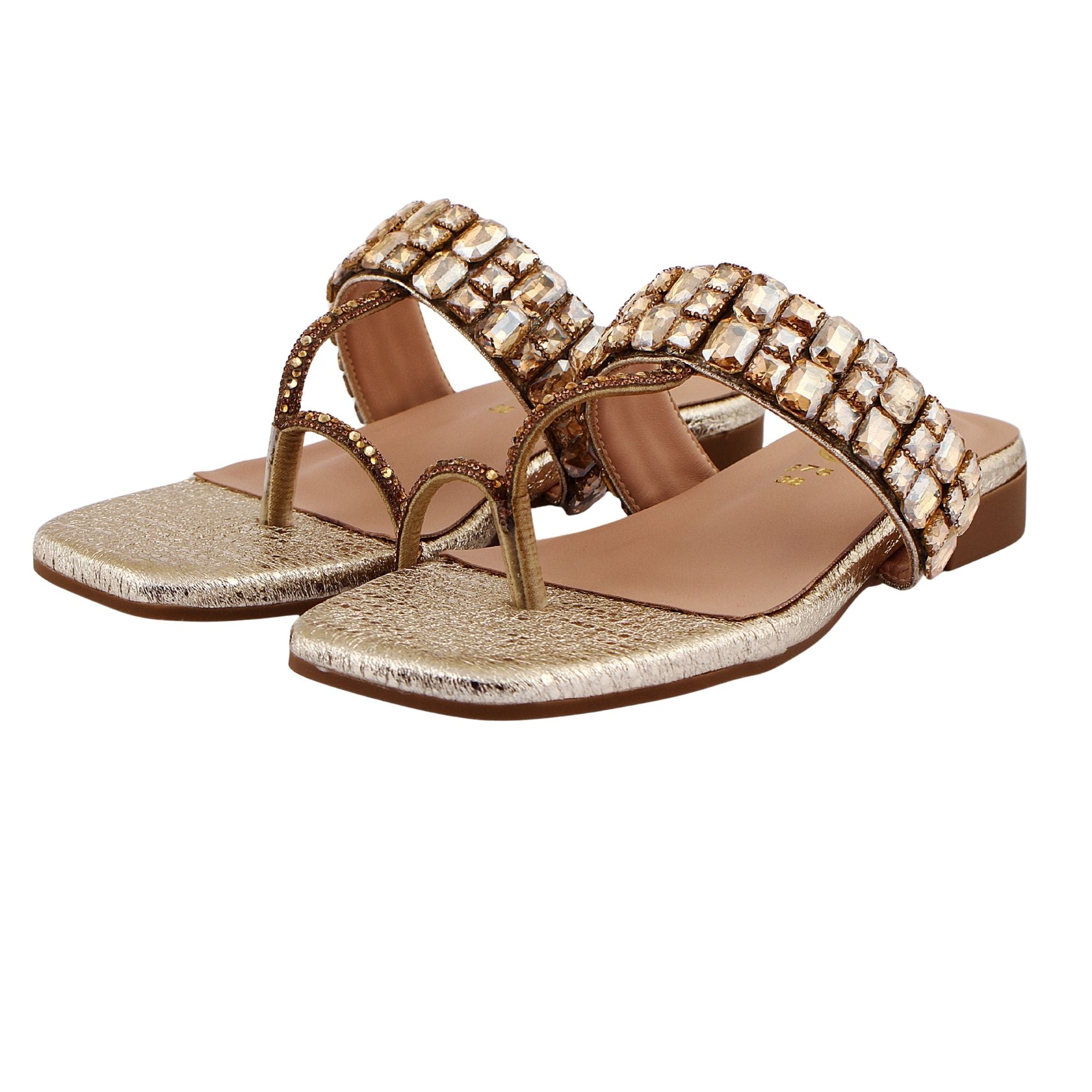 Gold Studded Toe-Ring Flat