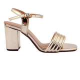 Gold Multi-Strap Block Heel