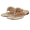 Gold Floral Studded Toe-Ring Flat