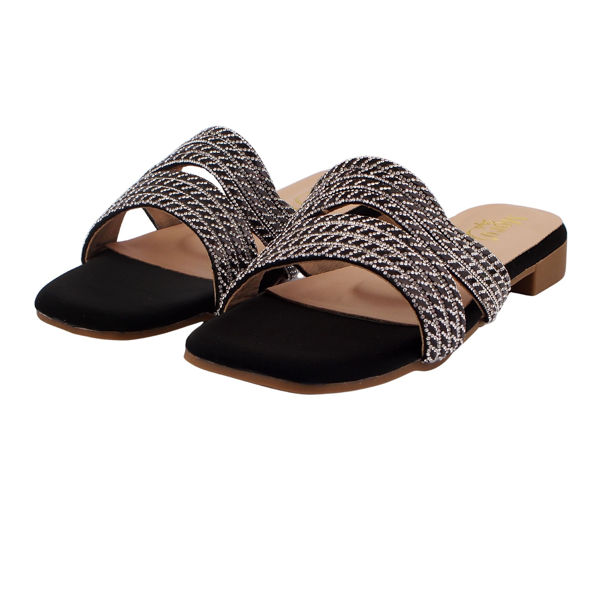 Black Woven Pattern Flat FL1001