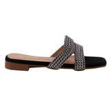 Black Woven Pattern Flat FL1001