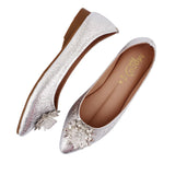 Silver Embellished Pointed Flat PM1001