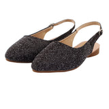 Black Sparkle Slingback Flat