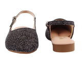 Black Sparkle Slingback Flat