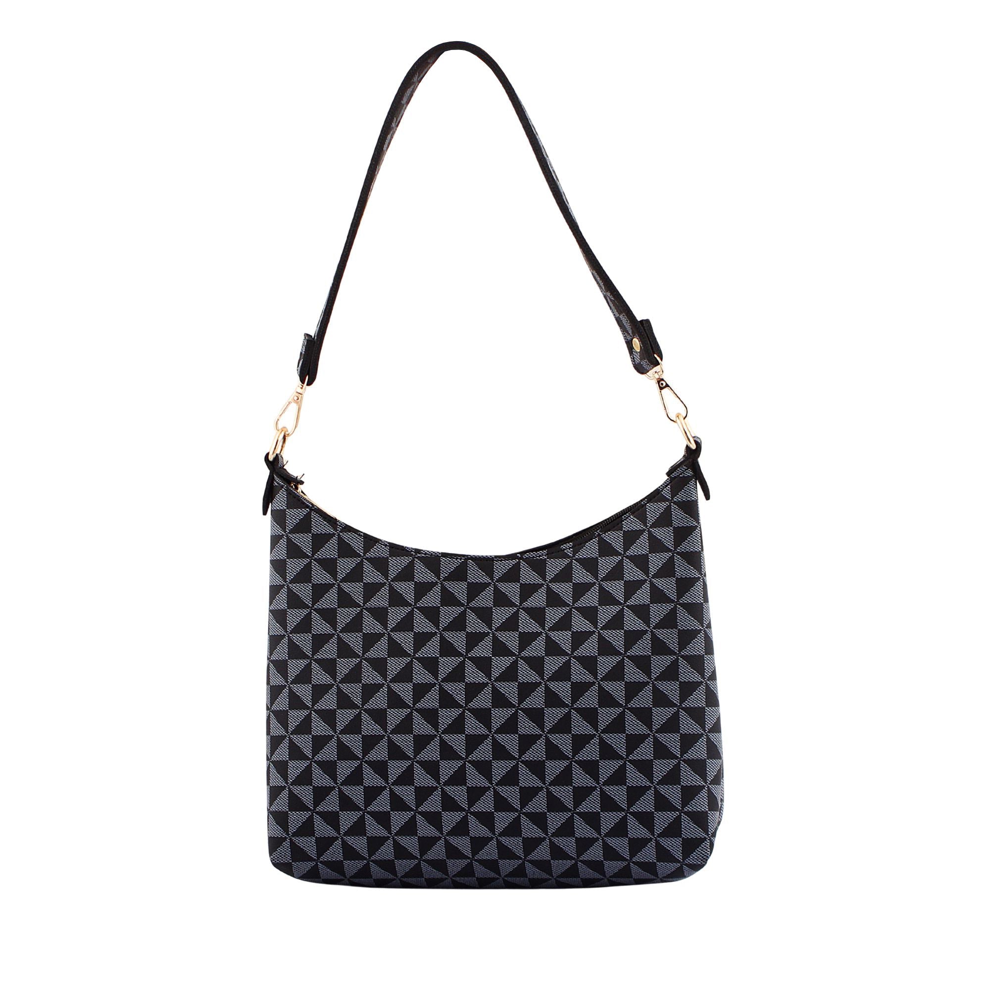 Navy Woven Pattern Shoulder Bag