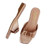 Peach Beaded Wide Strap Flat FL 1002