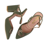 Olive Green Buckle Heel