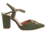 Olive Green Buckle Heel