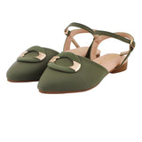 Olive Green Buckle Flat