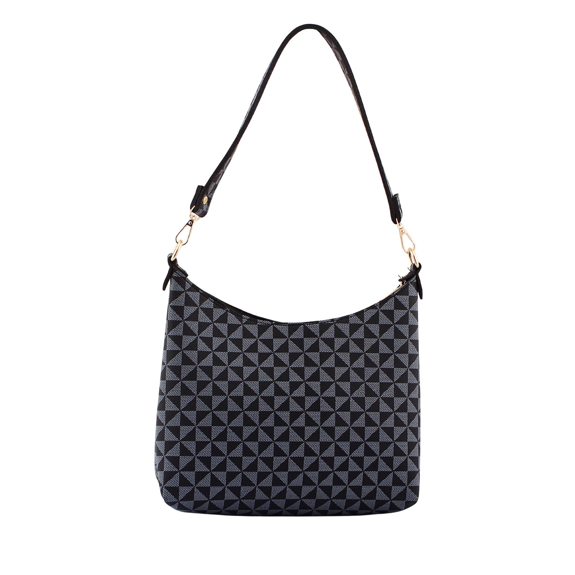 Navy Woven Pattern Shoulder Bag