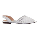 Silver Mesh Cap-Toe Slingback Flat