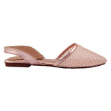 Peach Mesh Pointed Slingback Flat