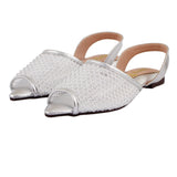 Silver Mesh Cap-Toe Slingback Flat
