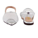 Silver Mesh Cap-Toe Slingback Flat