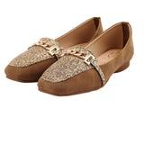 Tan Chain Accent Loafer Pump