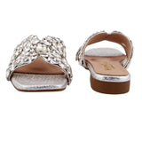 Silver Floral Crystal Flat