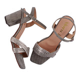 Grey Criss-Cross Strap Heel