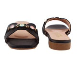 Black Multi-Stone Strap Flat
