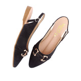 Black Suede Buckle Slingback Flat