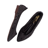 Black Studded Mesh Ballerina Flat