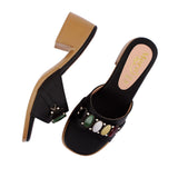 Black Multi-Stone Accent Heel